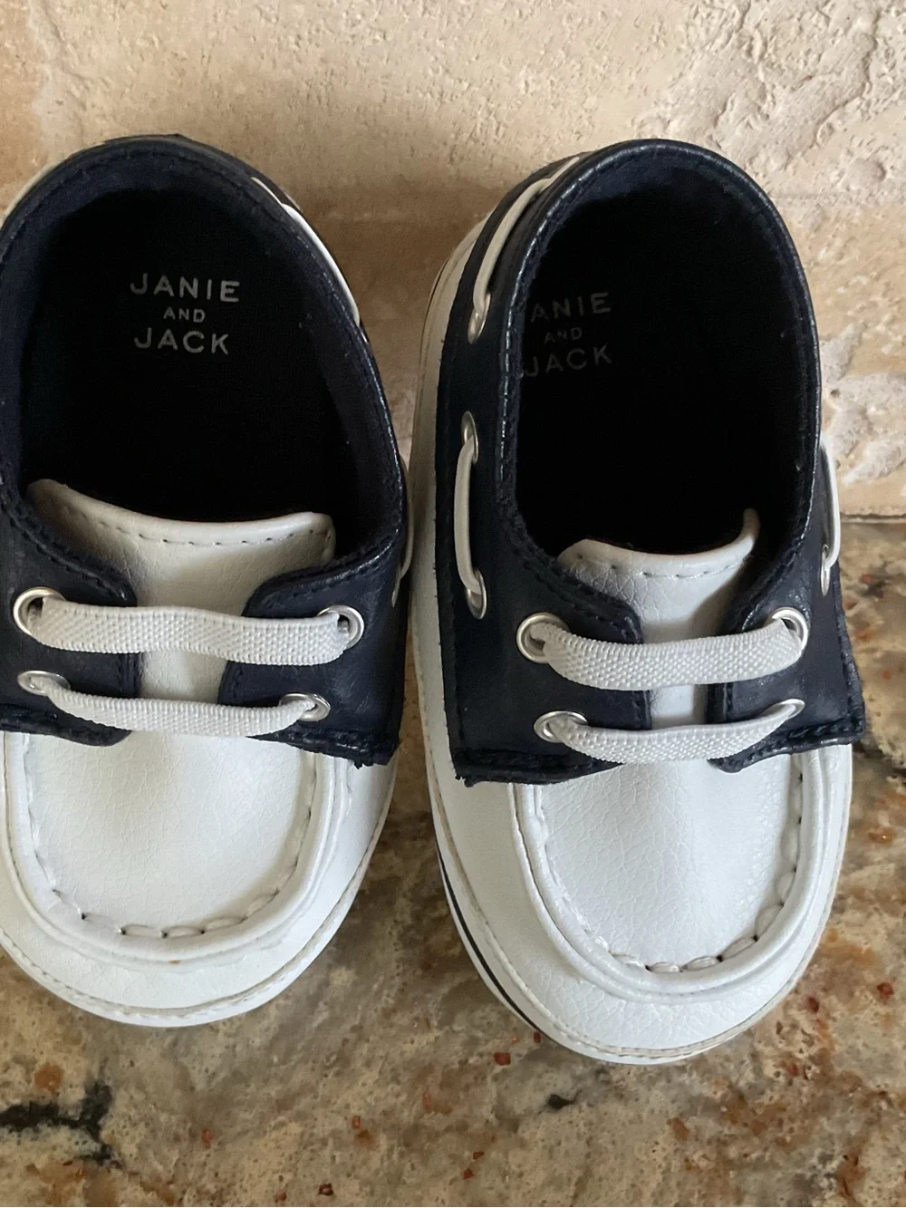 Janie and Jack Navy and White Toddler Boat Shoes